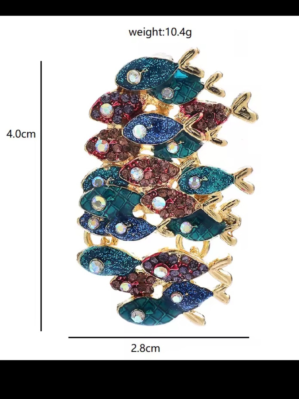 Colorful Crystal Fish Stretch Brooch - Picture 4 of 10